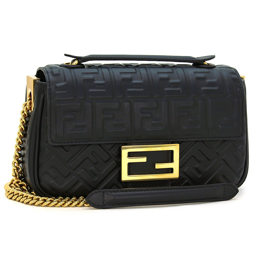 フェンディ ショルダーバッグ レディース フェンディ FENDI バッグ ショルダーバッグ バゲットチェーン ミディ 8BR793 AH9C 2WAY スライドチェーン ズッカ FFエンボス ナッパレザー 本革 カジュアル フォーマル イタリア製 レディース ブラック