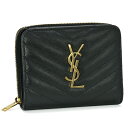 イヴ・サンローラン サンローラン SAINT LAURENT モノグラム MONOGRAM 二つ折り財布（ラウンドファスナー小銭入） 668288 BOW01 YSLロゴ V字キルティング 牛革