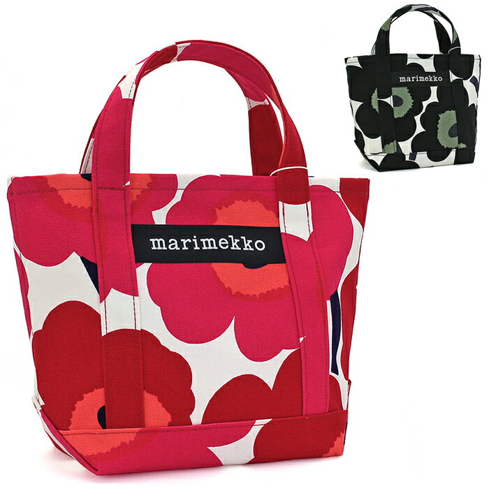 マリメッコ marimekko セイディピエニウニッコ SEIDI PIENI UNIKKO トートバッグ 花柄 ケシ ミニサイズ コットンキャンバス地 北欧 内ポケット付き 048294 レッド×ホワイト ブラック×ホワイト レディース