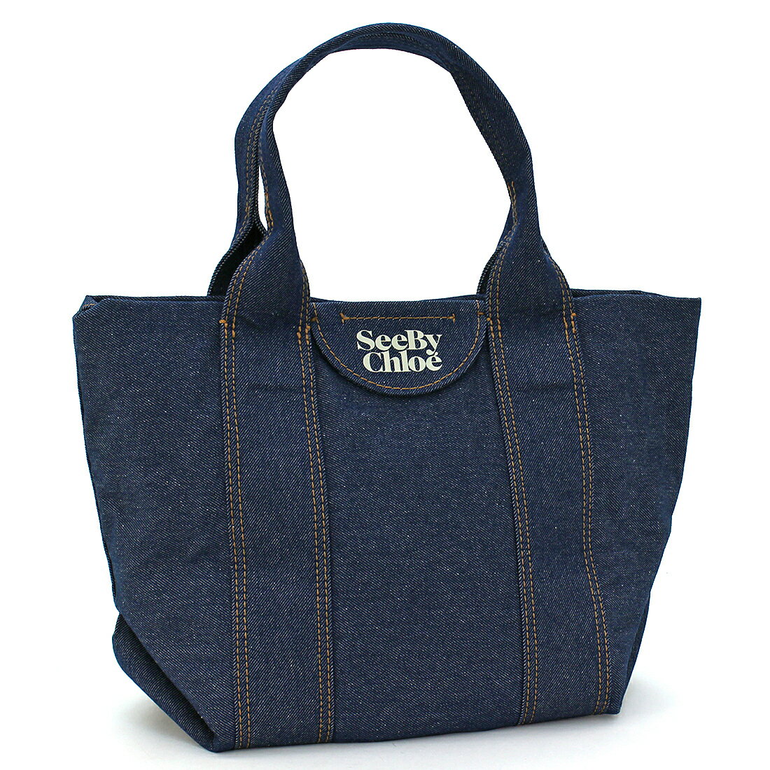 シーバイクロエ バッグ シーバイクロエ See By Chloe バッグ トートバッグ LAETIZIA TOTE BAGS CHS22WSB62C32 レディース デニム コットンキャンバス ロゴ 台形トート カジュアル ネイビー インディゴブルー