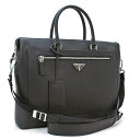 ブリーフケース プラダ PRADA バッグ ビジネスバッグ（ショルダー付） ブリーフケース 2VE044 SAFFIANO TRAVEL 本革 レザーのネームタグ トライアングルロゴ ビジネス オフィス 無地 シンプル 肩掛け ブラック