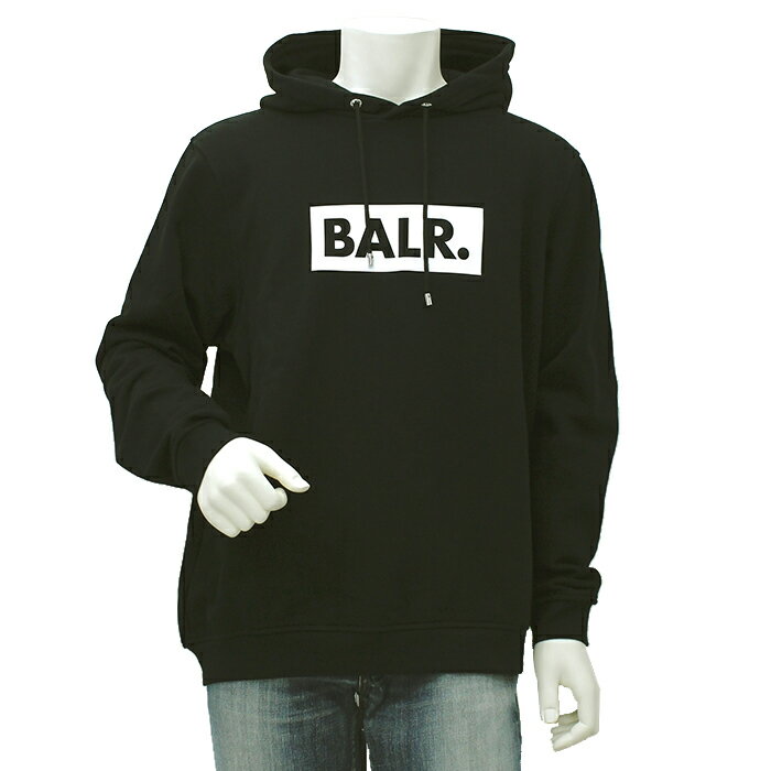 【訳あり】 汚れあり ボーラー BALR. クラブフーディー CLUB HOODIE プルオーバーパーカー メンズ BLACK Lサイズ