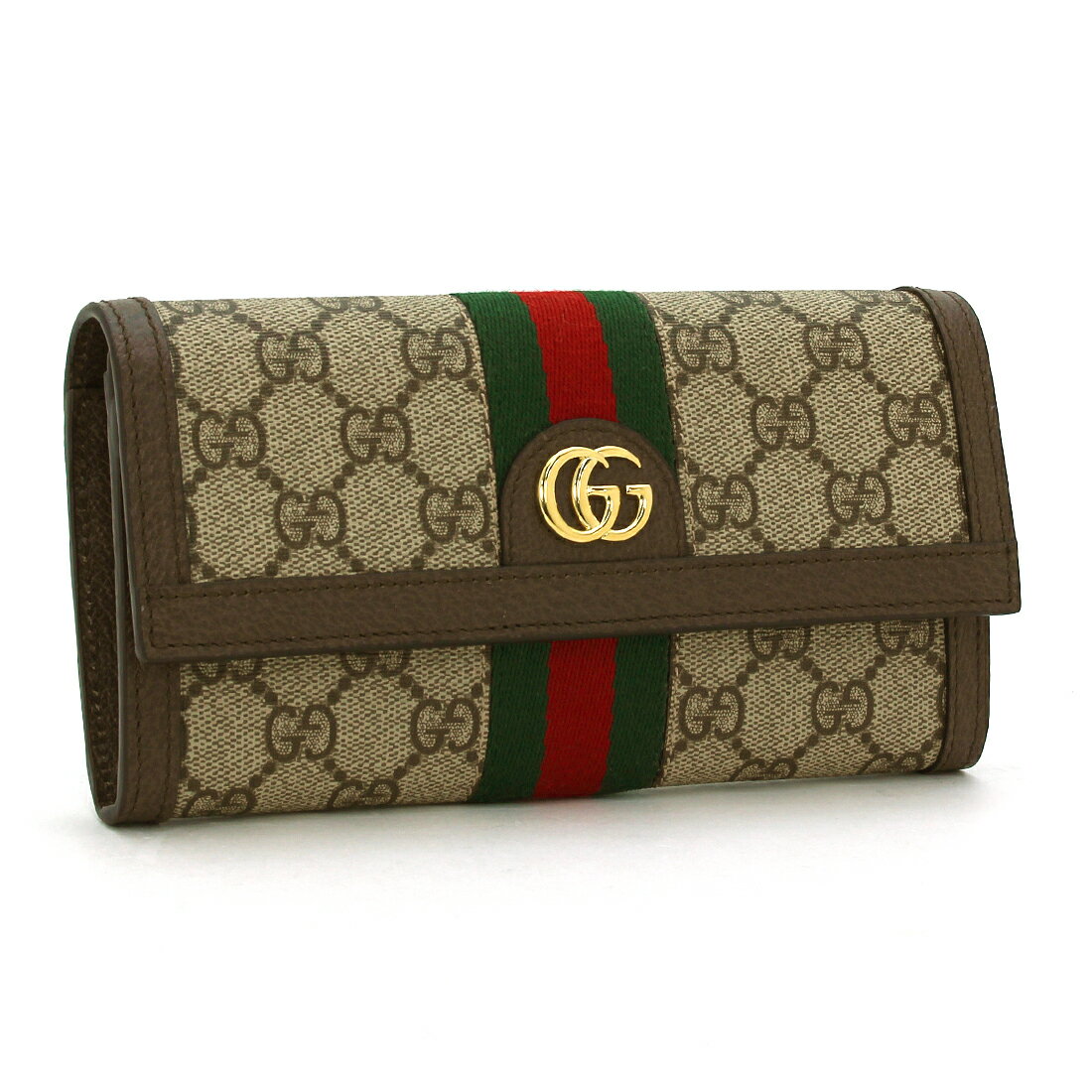 グッチ GUCCI 長財布（ファスナー小銭入） 523153 96IWG ベージュ エボニー ブラウン GGロゴ ダブルG キャンバス レザー 本革 ブランド エレガント スナップ開閉