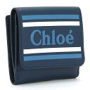 クロエ Chloe 二つ折り財布 ダブルホック ヴィック VICK スクエアウォレット SQUARE WALLET CHC19SP066A88 カーフレザー 本革 ブランドロゴ コンパクト マリンテイスト スポーティ エクリプスブルー
