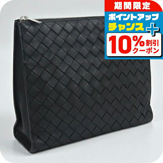 ＼10%OFFクーポン★21日10時迄／【中古】 ボッテガヴェネタ クラッチバッグ メンズ ブランド BOTTEGA VENETA イントレチャート レザー ブラック バッグ ビジネス 軽量 小さめ ミニバッグ ブランド 高級 おしゃれ プレゼント 男性 実用的 かっこいい