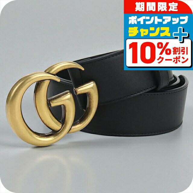 ＼10%OFFクーポン★21日10時迄／【中古】 グッチ ベルト レディース ブランド GUCCI GGマーモント ワイドベルト レザー 400593 ブラック 小物