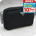 \10%割引クーポン★7日10時迄/【中古】 プラダ ポーチ レディース ブランド PRADA トライアングル ポーチ ブラック バッグ