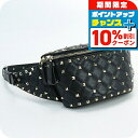 \10%割引クーポン★7日10時迄/【中古】 ヴァレンティノ ウエストバッグ レディース VALENTINO ロックスタッズ ボディバッグ レザー ブラック バ...