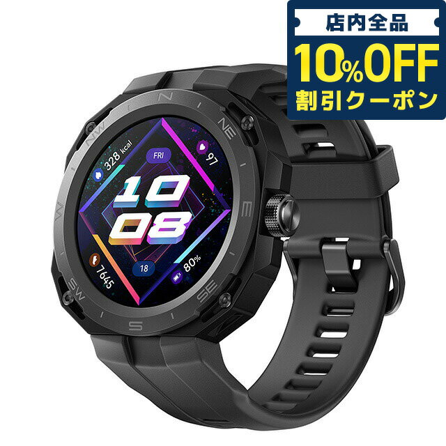 ＼5/18限定★3,270円OFFクーポン！全品10%OFFにさらに+3倍／ ファーウェイ WATCH GT Cyber Midnight Black 充電式クオーツ スマートウォッチ ブランド メンズ レディース Bluetooth HUAWEI ARNOLD-B19-BK デジタル ブラック 黒 ギフト 父の日 プレゼント 実用的