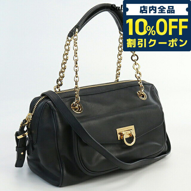 ＼5/18限定★6,330円OFFクーポン！全品10%OFFにさらに+3倍／【中古】 フェラガモ ハンドバッグ レディース ブランド FERRAGAMO ガンチーニ 2WAYハンドバッグ レザー 21 E462 ブラック バッグ