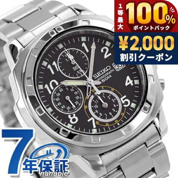 セイコー 海外モデル 逆輸入 クオーツ SND195P1 クロノグラフ ブラック 腕時計 時計 逆  ...