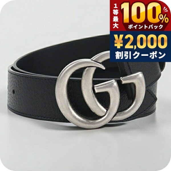 ＼6/10は超激アツ★ラッキーDAY／【中古】 グッチ ベルト メンズ ブランド GUCCI ダブルG ワイド レザー 406831 ブラック