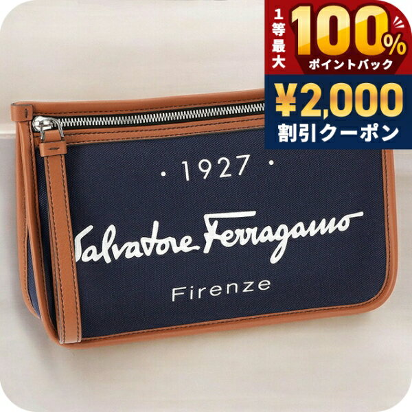 ＼July 5th is a super lucky day!／ Ferragamo Clutch Bag for Men, Ferragamo 240971, Navy, Business, Lightweight, Small, Mini Bag, Brand Name, Luxury, Stylish, Gift for Men, Practical, Cool