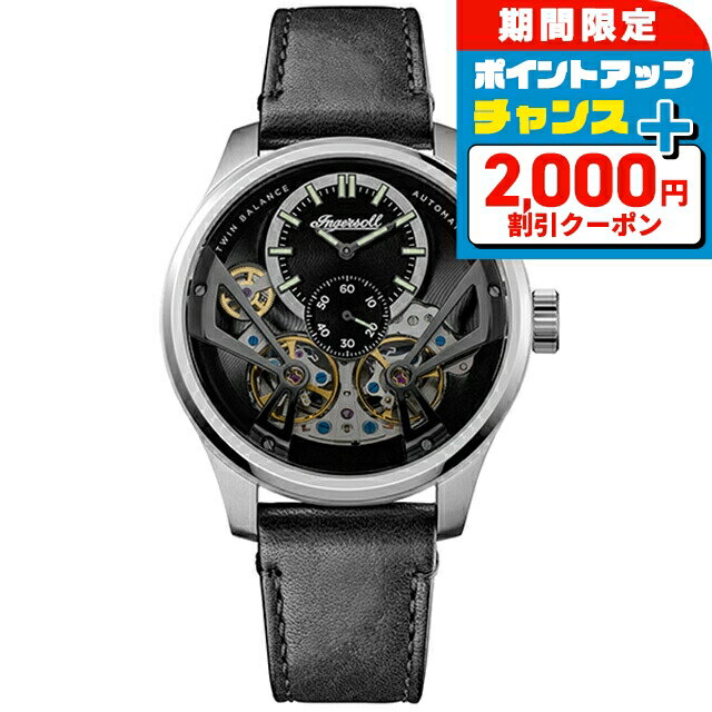 ＼2000円OFF+さらに9倍／ インガソール ザ ネイスミス 自動巻き 腕時計 ブランド メンズ オープンハート INGERSOLL I16101 アナログ ブラック スケルトン 黒 おしゃれ 防水 プレゼント 男性 実用的