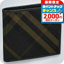 \2000円割引クーポン&さらに+9倍/ バ−バリ− 二つ折り財布 メンズ BURBERRY チェック 8099816 ブラック ウォレ...