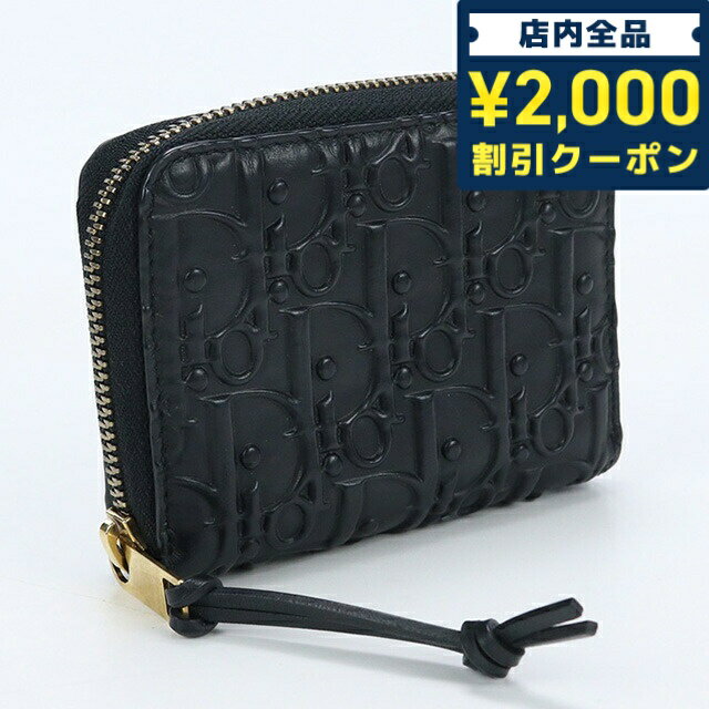 ＼16日2時まで★先着2100円OFFクーポン／【中古】 クリスチャンディオール 小銭入れ レディース ブランド Christian Dior トロッター コインケース レザー ブラック 財布