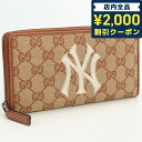 ＼4/27 09:59まで★先着2000円OFFクーポン／【中古】 グッチ 長財布ラウンドファスナー ユニセックス ブランド GUCCI ニューヨークヤンキース GGキャンバス 長財布ラウンドファスナー キャンバス 547791 ブラウン 財布