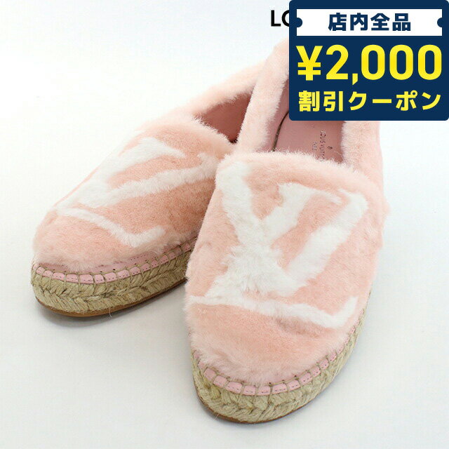 ＼25日限定★先着2000円OFFクーポンにさらに+3倍／【中古】 ルイヴィトン シューズ レディース ブランド LOUIS VUITTON シーショア エスパドリーユ 1A51OI ピンク シューズ