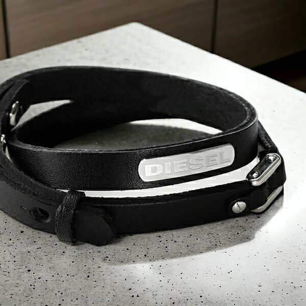 DIESEL ディーゼル ブレスレット ブランド メンズ レディース レザー 2重巻き ダブルラップ ブラック 本革 DX0971040 アクセサリー ギフトボ...