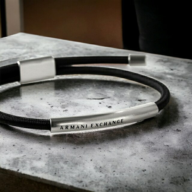 アルマーニ エクスチェンジ ブレスレット メンズ ブランド ARMANI EXCHANGE ステンレススチール ファブリック AXG0041040 シルバー ブラック アクセサリー 父の日 プレゼント 実用的