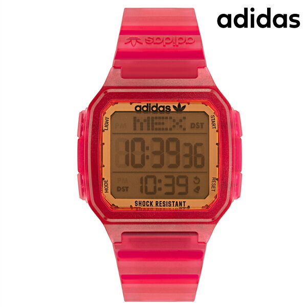 アディダス DIGITAL ONE GMT クオーツ 腕時計 ブランド メンズ レディース adidas AOST22052 デジタル オレンジ クリアピンク 父の日 プレゼント 実用的