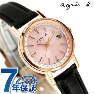 【時計ケース付】 アニエスベー ソーラー レディース 腕時計 FBSD935 agnes b. ピンク×ブラック 革ベルト 時計
