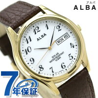 セイコー アルバ ソーラー メンズ 腕時計 AEFD544 SEIKO ALBA デイデイト ホワイト×ブラウン 時計