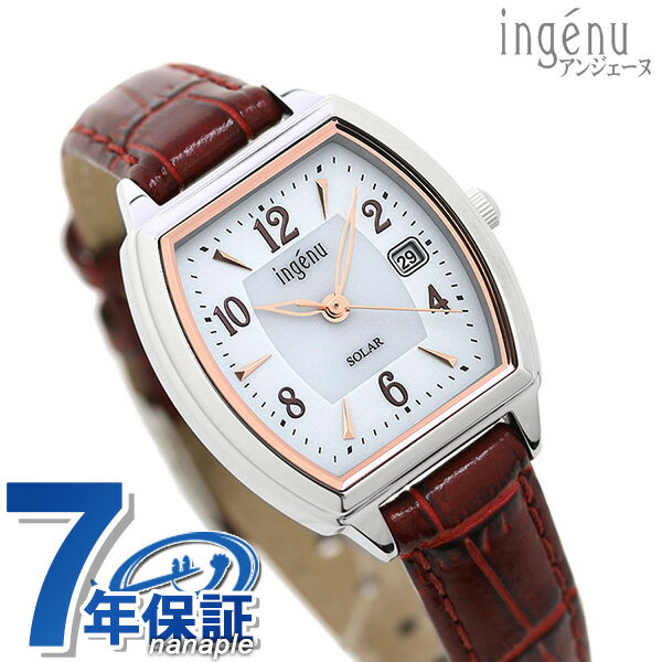 セイコー アルバ 腕時計（レディース） セイコー レディース 腕時計 トノー ソーラー AHJD413 SEIKO ALBA アルバ アンジェーヌ ホワイト×レッド 革ベルト 時計