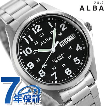 【1日は+2倍に最大1000円OFFクーポン】 セイコー アルバ メンズ 腕時計 カレンダー チタン AQPJ402 SEIKO ALBA クオーツ ブラック 時計