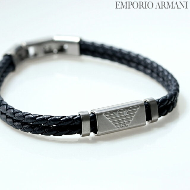 エンポリオ アルマーニ ブレスレット メンズ ブランド EMPORIO ARMANI レザー 2重巻き ステンレススチール レザー EGS2995040 シルバ...