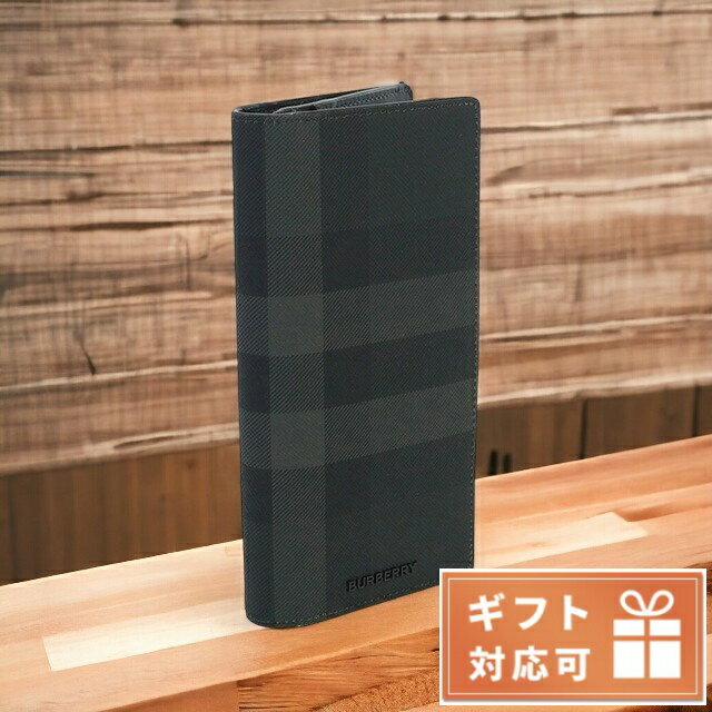 バーバリー 長財布ニ折小銭入付き メンズ BURBERRY 熱可塑性ポリウレタン コットン モルドバ 8070199 CHARCOAL ブラック グレー系 財布...