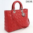 【中古】 クリスチャンディオール ハンドバッグ レディース ブランド Christian Dior レディディオール ラージ レザー レッド