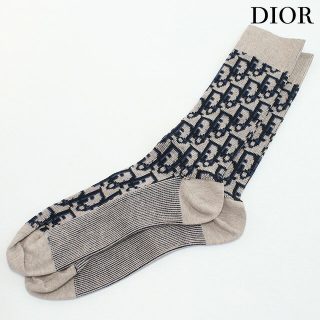 ＼16日2時まで★先着2100円OFFクーポン／【中古】 クリスチャンディオール ソックス メンズ ブランド Christian Dior オブリーク ソックス 023MC08AT 105 189 ベージュ