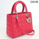 【中古】 クリスチャンディオール ハンドバッグ レディース ブランド Christian Dior レディディオール ミディアム レザー ピンク