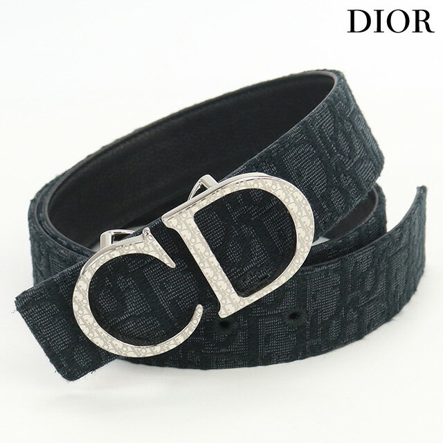 ＼21日10時まで★8,830円OFFクーポン！全品10%OFF／【中古】 クリスチャンディオール ベルト メンズ ブランド Christian Dior ディオールオブリーク CDリバーシブルベルト ジャガード ネイビー