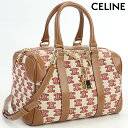 ＼7日10時まで★21,190円割引クーポン！全品10%OFF／【中古】 セリーヌ ミニボストン レディース ブランド CELINE トリオンフ スモールボストンバッグ キャンバス 19365 2CS8 レッド