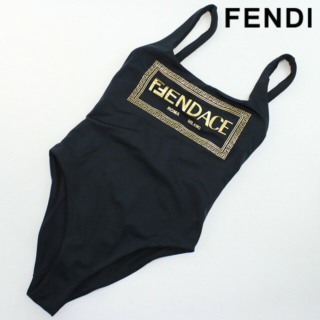 ＼5/10限定★全品2000円OFFクーポンにさらに+3倍／【中古】 フェンディ スイムウエア レディース ブランド FENDI FENDACE ロゴ スイムウエア ポリアミド80% エラステン20% FX8922 AK7B ブラック