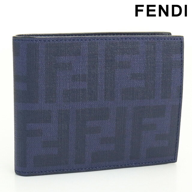 ＼21日10時まで★4,250円OFFクーポン！全品10%OFF／【中古】 フェンディ 二折財布 メンズ ブランド FENDI ズッカ 二つ折り財布 PVC 7M0001 VRE ネイビー