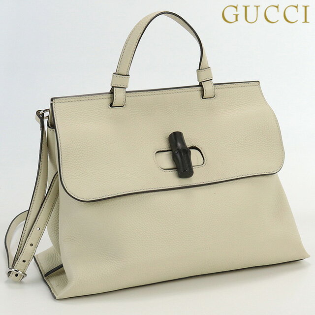 ＼5/10限定★先着2100円OFFクーポンにさらに 3倍／【中古】 グッチ ハンドバッグ レディース ブランド GUCCI バンブーデイリー レザー 392013 ホワイト