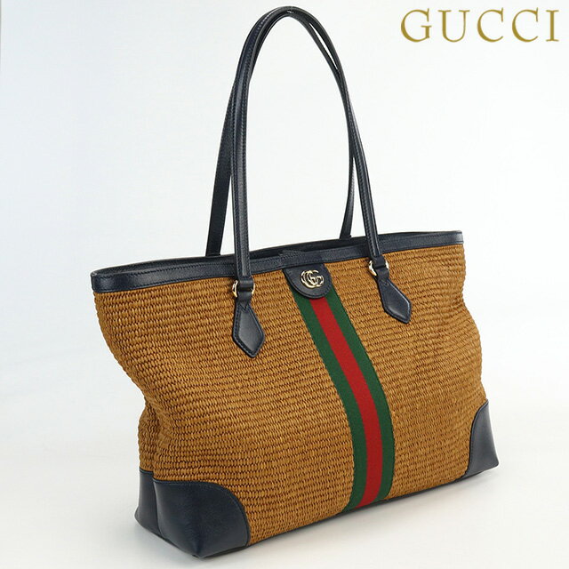 ＼21日10時まで★17,440円OFFクーポン！全品10%OFF／【中古】 グッチ トートバッグ ユニセックス ブランド GUCCI オフィディア ミディアム GGトートバッグ ラフィア 631685 ブラウン