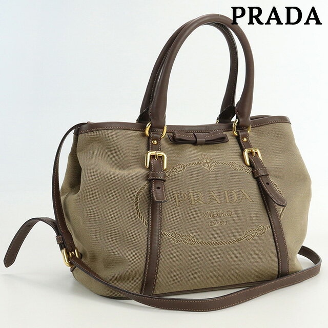 ＼21日10時まで★7,440円OFFクーポン！全品10%OFF／【中古】 プラダ トートバッグ レディース ブランド PRADA ロゴジャガードトート ジャガード BN1841 UCW F0B16 ブラウン