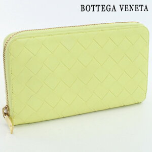 【中古】 ボッテガヴェネタ 長財布ラウンドファスナー レディース ブランド BOTTEGA VENETA イントレチャート ジップアラウンドウォレット レザー イエロー 財布