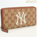 【中古】 グッチ 長財布ラウンドファスナー ユニセックス ブランド GUCCI ニューヨークヤンキース GGキャンバス 長財布ラウンドファスナー キャンバス 547791 ブラウン 財布