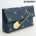 【中古】 バーバリー クラッチバッグ レディース ブランド BURBERRY ピン クラッチ レザー ネイビー バッグ