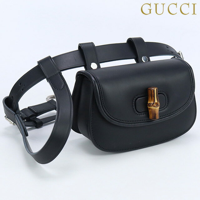 ＼21日10時まで★17,440円OFFクーポン！全品10%OFF／【中古】 グッチ ウエストバッグ レディース ブランド GUCCI グッチ バンブー1947 ミニ ベルトバッグ レザー 681137 ブラック バッグ