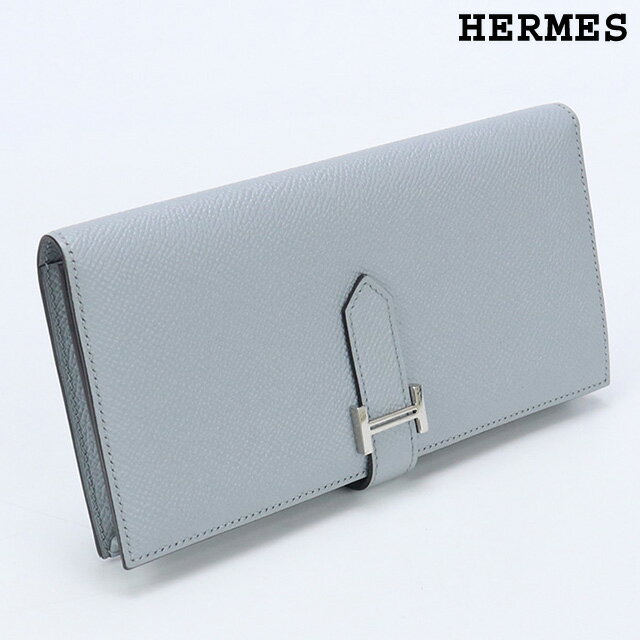 【中古】 エルメス 長財布ニ折小銭入付き ユニセックス ブランド HERMES ベアンスフレ エプソン ブルー 財布