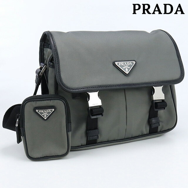 【中古】 プラダ 斜め掛け ショルダーバッグ メンズ ブランド PRADA ショルダーバッグ ナイロン 2VD769 064 F0H16 グレー バッグ