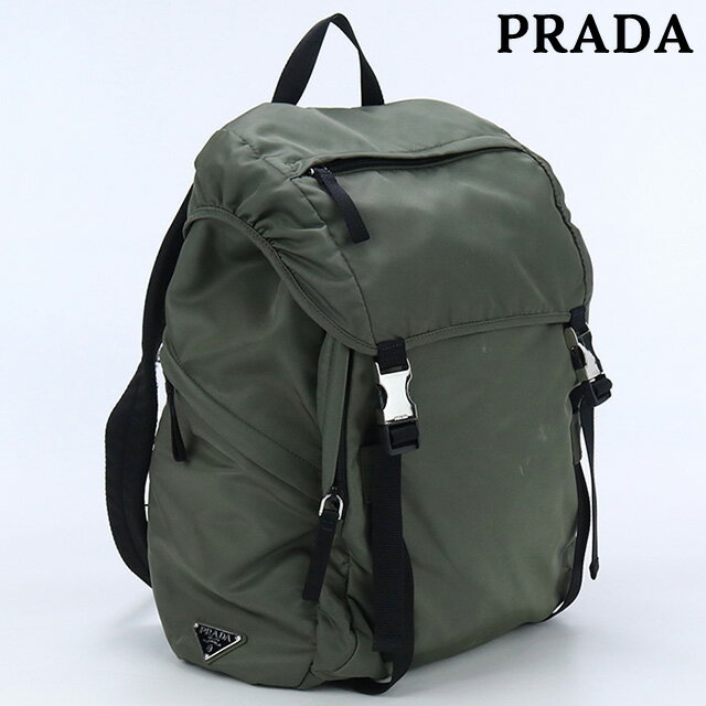 【中古】 プラダ リュック メンズ ブランド PRADA バックパック ナイロン 2VZ062 カーキ バッグ