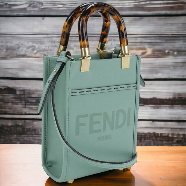 ＼21日10時まで★17,440円OFFクーポン！全品10%OFF／【中古】 フェンディ ハンドバッグ レディース ブランド FENDI サンシャイン ショッパー ミニ レザー 8BS051 ABVL F03HW グリーン バッグ