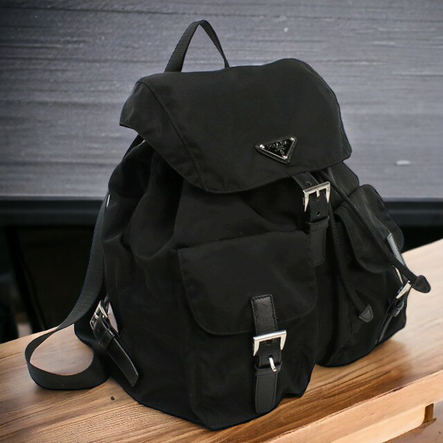 【中古】 プラダ リュック レディース ブランド PRADA バックパック ブラック バッグ